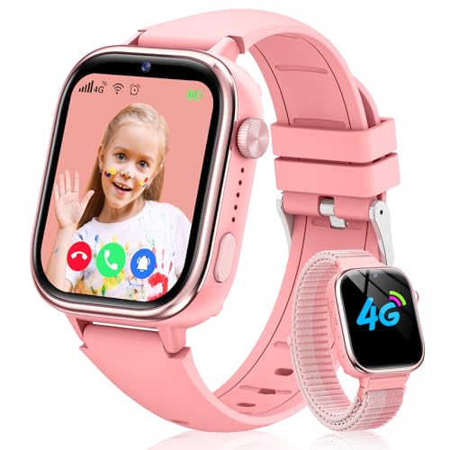 Sanorum 2025 Relógio inteligente para crianças, 4G Smartwatch crianças com GPS e telefone, videochamadas, função SOS, mensagens, modo escola, despertador, câmara podómetro IP68 relógio inteligente