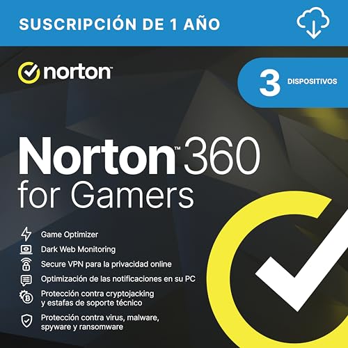 Norton 360 for Gamers 2023 | Antivírus software para 3 dispositivos, 1 ano, PC/Mac/tablet/smartphone, código de ativação enviado por email