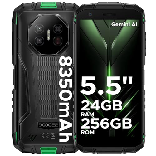 DOOGEE Fire 3 Ultra telemóvel inquebrável Android 15, 5,5" HD+ 8350 mAh bateria telemóvel rugerizado, 24 GB + 256 GB/2TB Octa-Core T7200, 16 MP+ 8 MP, IP68/Face ID/impressão digital/OTW. G/NFC/Dual