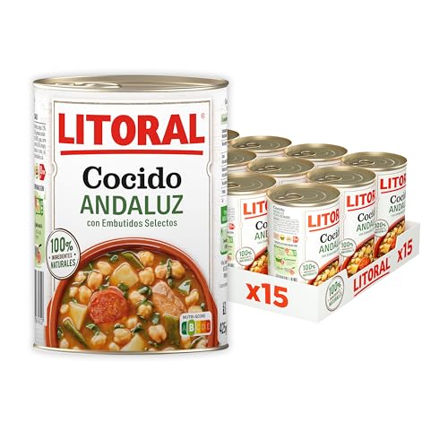 LITORAL Andaluz cozida - prato preparado sem glúten - pacote de 15 x 425 g - total: 6,37 kg
