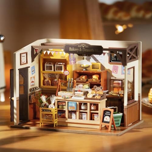 ROWOOD 3D casa de bonecas de madeira padaria | miniatura DIY modelo kit | ideia de presente para adultos, crianças, meninas, mulheres (Becka's Baking House)