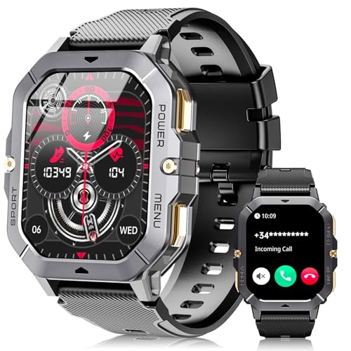 OUKITEL Relógio inteligente para homem, Smartwatch homem, 2,02" Smartwatch com chamadas Bluetooth, 100 modos de desporto, impermeável IP68, monitor de frequência cardíaca e sono, Android iOS