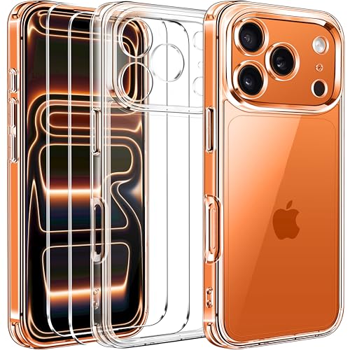 ivoler Anti-amarelo claro capa para iPhone 17 Pro MAX com 2 peças vidro temperado e moldura de instalação, [proteção militar] capa protetora anti-choques transparente