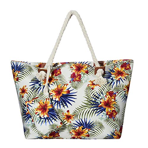 Saco de praia grande com fecho de correr 58 x 38 x 18 cm design marítimo Shopper Saco a tiracolo estilo iate (Yacht Style)