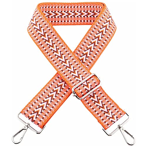 Alça de ombro ajustável, alças de mala trançadas, alças de ombro de 5 cm, alças para sacos, alça para saco, com fivela metálica para bolsa, malas cruzadas, malas de ombro (laranja)