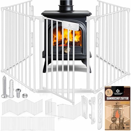 KESSER® Grelha protetora para lareira com porta de metal, grade de proteção para forno, parque parque parque de segurança, grade de segurança para crianças, 305 cm