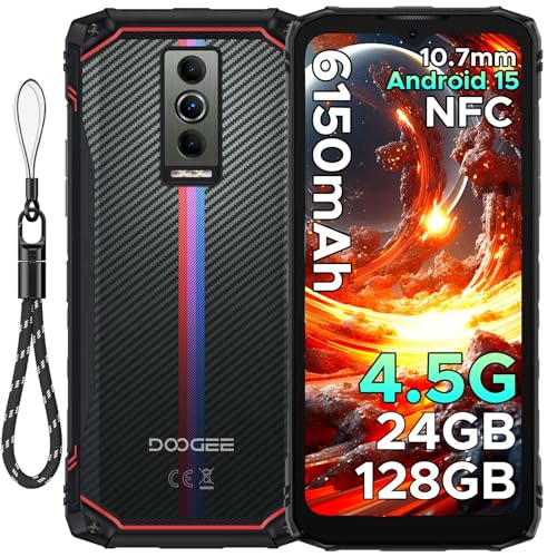 DOOGEE Blade10 Energy telemóvel inquebrável Android 15, 24 GB RAM+128 GB ROM (TF 2TB), 6,56" HD+90Hz Telemóvel todo-o-terreno 6150 mAh bateria, Octa Core, 16 MP + 8 MP câmera, Widev MP, Widev MP