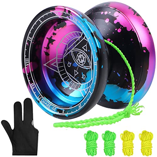 REAQUE Yoyo profissional para crianças adultos, Yo-Yo de alumínio profissional, dois conjuntos de rolamentos, rolamentos não sensíveis / rolamentos sensíveis Yo-Yo, para iniciantes e jogadores