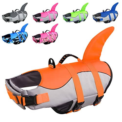 CITÉTOILE Cão colete salva-vidas casaco animais de estimação salva-vidas refletivo para piscina, praia, canoagem, para cães pequenos, médios, grandes que treinam com alça de resgate laranja XL