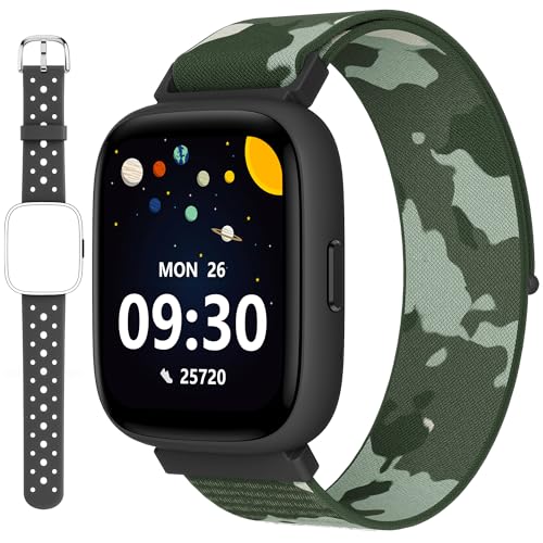 BIGGERFIVE Pulseira de atividade meninos meninas 5-16, 1,8" relógio inteligente podómetro, frequência cardíaca, monitor de sono, impermeável IP68, despertador, jogos de quebra-cabeças com/sem App, 2