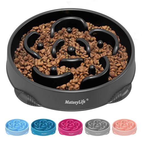 MateeyLife Alimentador de cão antivoracidade - tigela puzzle interativa para alimentação lenta e evitar inchaço, comedor para cães médios e grandes (preto 26,5 cm)