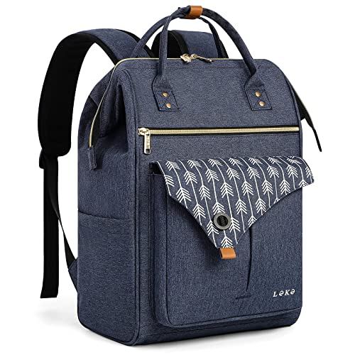 Lekesky - Mochila para computador portátil de 15,6", bolsa de escola, para viagens, negócios, universidade, para mulheres e homens, cor cinza escuro, azul, L