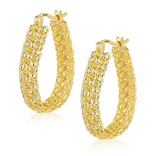 ALEXCRAFT Brincos de argola de prata de lei 925 para mulher, brincos de argola ovais de prata, hipoalergénicos, pequenos em forma de U, para presentes de joalharia