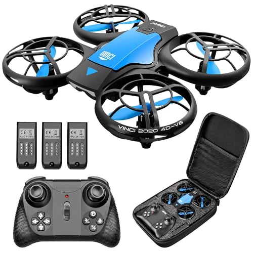 4DRC V8 Mini drone para crianças, RC Helicopter Quadcopter com controlo remoto, 3D Flips, modo sem cabeça, estabilização de altura, 3 velocidades, 3 baterias, presente para crianças e iniciantes