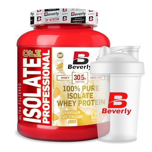 Beverly ISOLATE CFM | Proteina Aislada de Suero Lacprodan® | 1 Kg | 6 Sabores | Mezclador gratis (1 KG, VAINILLA)