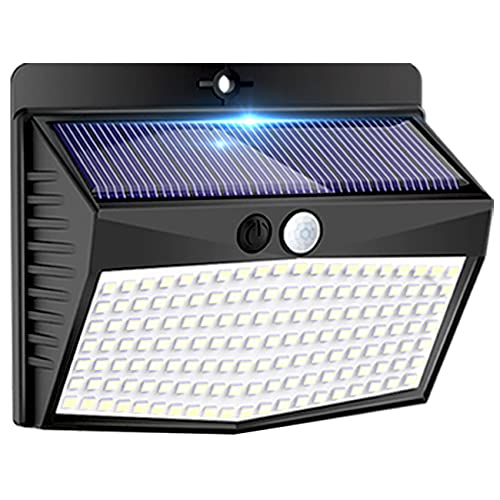 Peasur Luz solar exterior: 138 LED/3 modos: holofotes solares solares super brilhantes, impermeável, IP65, luz solar exterior com sensor de movimento para jardim, garagem, caminho-1 embalagem