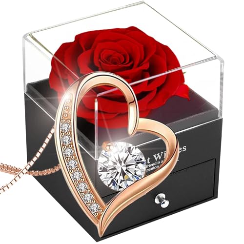 SWEETIME Rosa real preservada, eterna feita à mão rosa, presentes para a sua namorada originais, românticos presente para mulher para o dia dos namorados aniversário dia da mãe casamento aniversário
