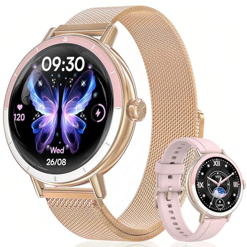 Relógio inteligente para mulher, 1,27" Smartwatch mulher com chamadas, função feminina, pulsómetro, SpO2, monitor de sonho, IP 68, 120 modos de desporto, calorias, podómetro, Fitness Tracker para