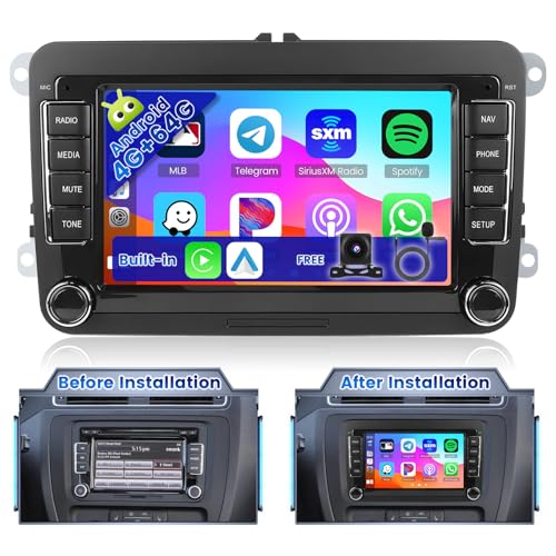Ohradio 4G + 64G Android 15 rádio carro para VW Golf 6 Seat Leon Passat Tiguan Polo Golf 5 Jetta Sharan T5 com Carplay Android auto sem fios - 7" ecrã tátil WiFi FM/RDS GPS BT Câmara + Mic