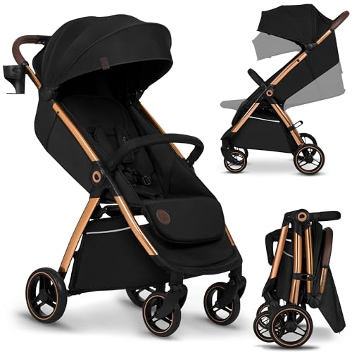 LIONELO INGRID Carrinho de passeio até 22 kg, de 6 meses a 4 anos grandes rodas giratórias 360° suspensão total pode ser dobrada com uma mão encosto e apoio para os pés ajustáveis capapota XXL grande