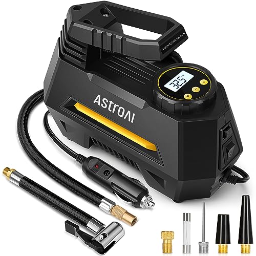AstroAI Inflador de rodas para carro de 12 V com insuflação rápida, compressor de ar portátil, compressor de ar carro, insuflador de rodas de carro com ecrã LCD, luz LED, cabo de 3 metros para carro,