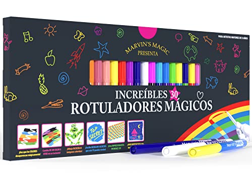 Marvin's Magic - Conjunto de 30 canetas mágicas surpreendentes - mudança de cor, letras 3D, mensagens secretas - suprimentos criativos de arte - ideal para crianças - Excelente presente!