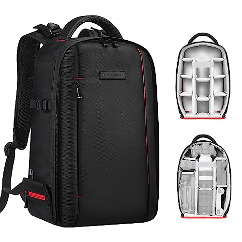 K&F Concept Mochila para câmara profissional, portátil mochila fotográfica, mochila câmara para Reflex impermeável anti-roubo grande capacidade, bolsa de câmara compartimento para portátil de 15
