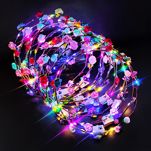 12 tiaras LED intermitentes de flores, festa, Halloween, Natal, casamento, para mulheres