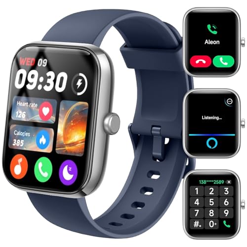 Relógio inteligente homem mulher Konitee, Smartwatch com chamadas Bluetooth, 1,83" pulseira atividade com Whatsapp mensagens, 110 modos desportivos, SpO2/sonho/pulsómetro, impermeável IP68 para iOS