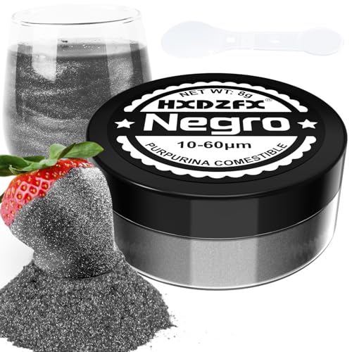 Purpurina comestível preto - 100 % purpurina comestível peças de reposição adornos comestíveis para bolos, chocolate, madalenas, coquetel, confeitaria, creme, etc. (8 g)