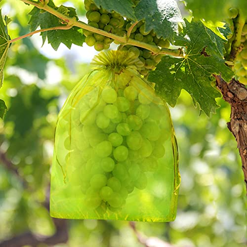 Hywean Sacos para proteger uvas de fruta, malha de proteção para uvas frutas malas organza com cordão contra víspas pássaros moscas de cereja e outros insetos (50 peças 30 * 40 cm)