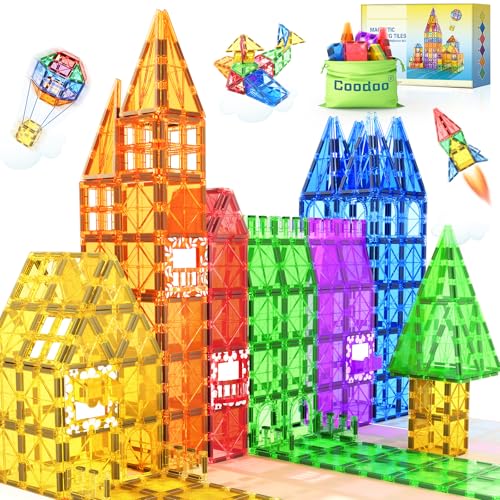 60 peças de azulejos magnéticos de construção: blocos magnéticos STEM para crianças, brinquedos sensoriais para meninos e meninas, a partir dos 3 anos, desenvolvimento cerebral, pré-escolar, jardim de