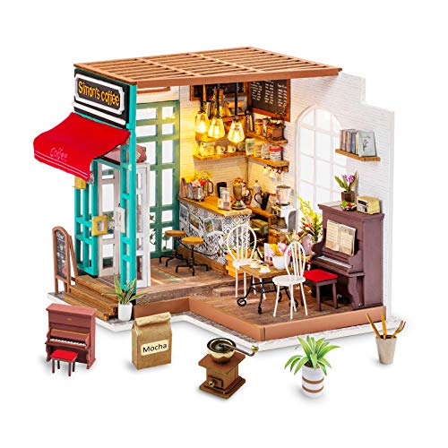 Rolife Casa de bonecas miniatura DIY kit de café loja Rollplay brinquedo casa de bonecas modelo adolescente adultos - Simmon's Coffee House