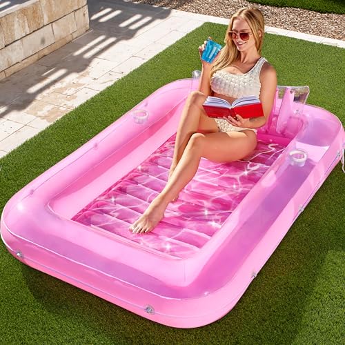 Sloosh Flutuador insuflável de bronzeamento para piscina, banheira bronzeada, para adultos, balsa para piscina, banhos de sol, bronzeamento, espreguiçadeira de piscina, flutuador de cama de bronzeado