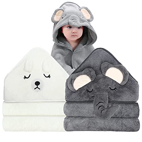 ROXANEPIG 2 peças toalha bebé - toalha de banho com capuz para bebé - toalhas bebé com capuz de animais 0-3 anos - roupão de banho - presentes para bebés recém-nascidos
