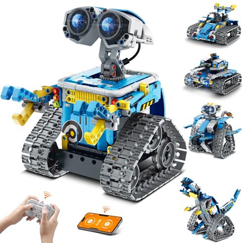 VEPOWER Technic Robot para crianças, 5 em 1, robô com controlo remoto de aplicações, conjunto de construção de robôs programável, presente criativo educativo para meninos e meninas de 8 anos, 488