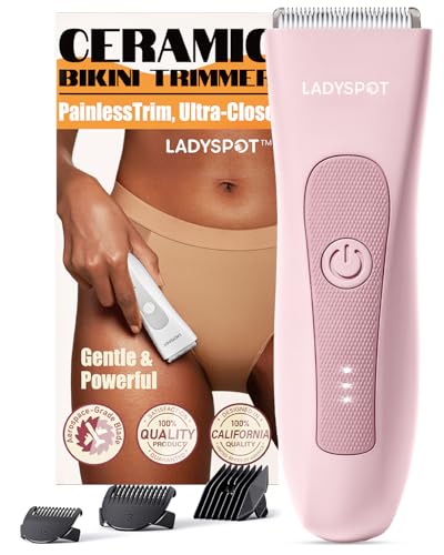 LADYSPOT Máquina de barbear para mulher, zona antiquada, uso seco e molhado, IPX7 impermeável, máquina de barbear corporal recarregável, máquina de depilação elétrica Pubis