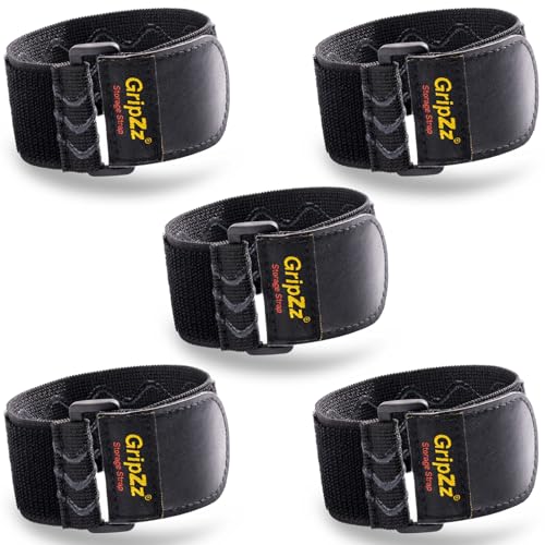 GripZz Faixas de correia com bandas elásticas com fechos de gancho e laço 30 cm x 5 cm (5 embalagens) faixa de fecho com fivela para organizar os seus cabos de extensão mangueiras bicicleta oficina
