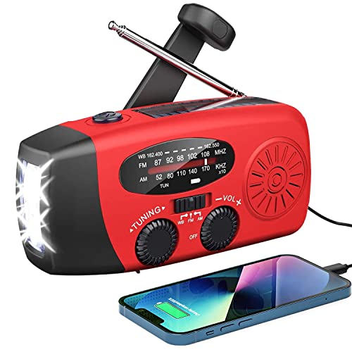 Rádio solar de emergência, rádio de manivela auto-alimentada Solarbaby com tocha LED, rádio AM/FM Weather Wind Up com bateria de 2000 mAh para carregamento de emergência de telefone inteligente