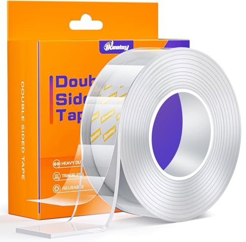 IKeelsy Fita adesiva dupla face, fita adesiva transparente e fita dupla face extra forte para cartazes de parede, tiras adesivas multiusos para pendurar quadros em casa e no escritório (3 m)