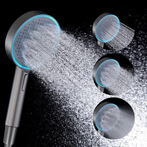 JINYOMFLY Telefone duche com luz, cabeça de chuveiro com luz LED, 15 cm de cabeça para chuveiro LED, luzes LED para chuveiro, luzes de chuveiro com auto-limpeza, cabeça luz LED 3 modos de spray