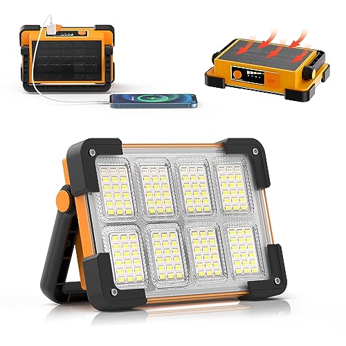 Dancingboar Foco LED recarregável solar, 4 modos luz LED recarregável de exterior, impermeável luz de trabalho portátil para campismo, jardim, pesca, garagem, emergência