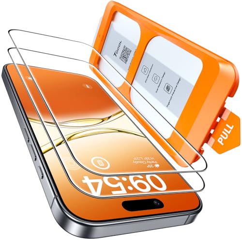 TOCOL 2 peças protetor de ecrã para iPhone 17, alinhamento automático para instalação rápida, sem bolhas, vidro temperado com dureza 9H e quebrável, HD transparente