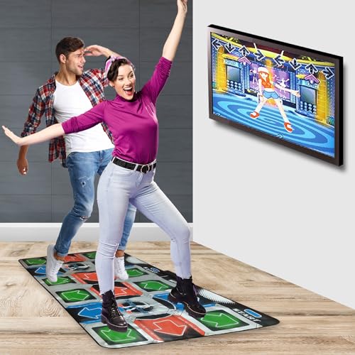 Tapete de dança para crianças a partir dos 8 anos - tapete de dança infantil para 2 jogadores - tapete musical com mais de 100 músicas, 9 jogos e 3 níveis de dificuldade