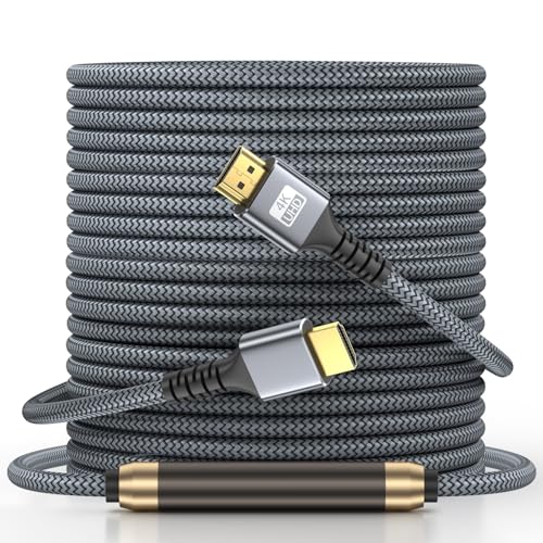 looyotul 4k Cabo HDMI 25 m de alta velocidade HDMI 2.0 cabo 4K @ 60HZ de retorno de áudio e vídeo conector dourado 3D Arc é usado para televisão de ultra alta definição Xbox PS4/PS5, etc. (prateado)