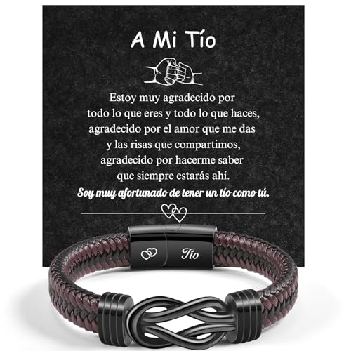 TERRISHE Pulseira homem presente para homem, marido, amigo, pai, dia dos namorados presentes, presente do dia do pai, pulseira de couro trançado para homem gravado aniversário aniversário presente