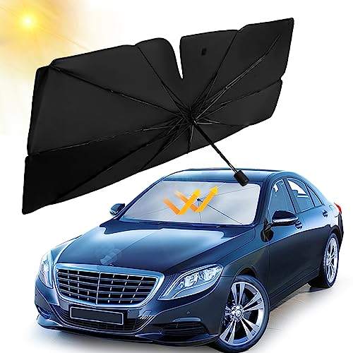Para-sol carro dianteiro, para-sol para para-brisas dianteiro de carro para-sol dobrável carro com anti-UV raios isolamento do calor, para a maioria dos carros, SUV, camiões 145 x 80 cm