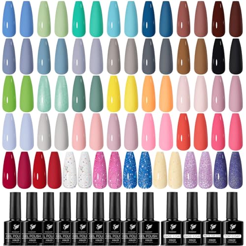Pinta-unhas semipermanentes, Phoenixy 72 efeitos, 36 cores, vernizes semipermanentes, para unhas, com base brilhante mate, rosa, amarelo, azul, cores, conjunto unhas semipermanentes, presente para