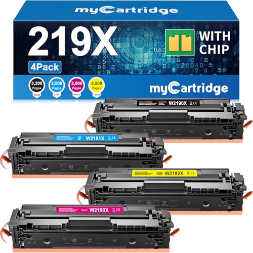 MYCARTRIDGE 219X Toner (MIT CHIP) Substituição para HP 219X 219A para HP Color Laserjet Pro MFP 3302FDWG Tonificador para MFP 3302SDWG 3302FDNG para W2190X W2192X W2193X (4 Unidades)