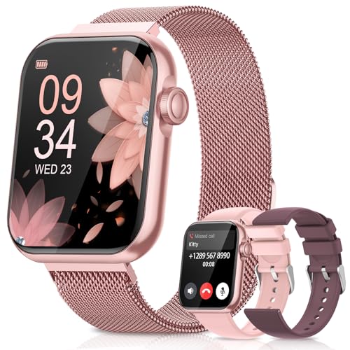 DEKELIFE 2025 Relógio inteligente mulher com chamadas, 1,85" Smartwatch com 3 tiras 110 modos desportivos SpO2/monitor de sonho/IP68 impermeável pulseira atividade para Android iOS, rosa